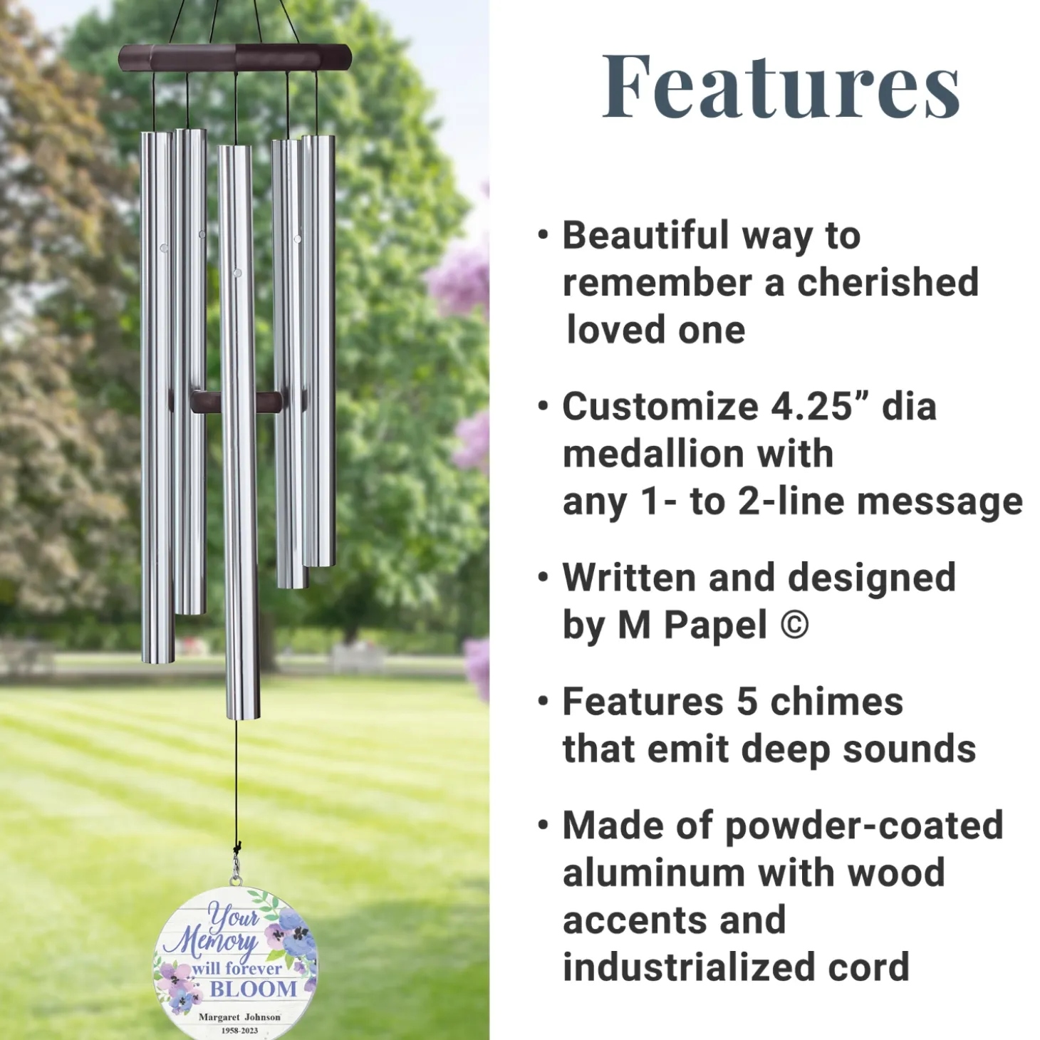 Memories Bloomed Memorial 30 inch Wind Chime