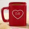Message in Heart Red Square Mug Set