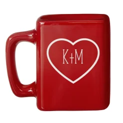 Message in Heart Red Square Mug Set