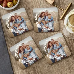 Modern Wreath Photo Coasters