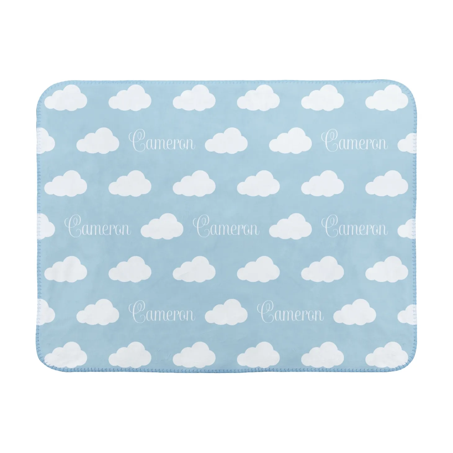 Name in Clouds Sherpa Baby Blanket