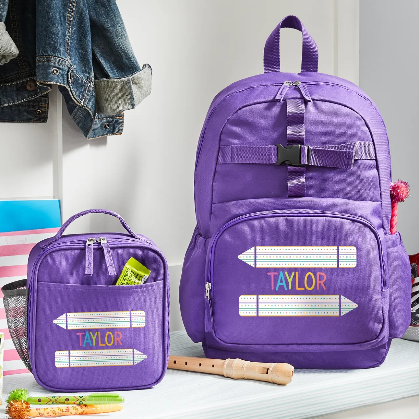 Name In Stripes Purple Backpack Collection