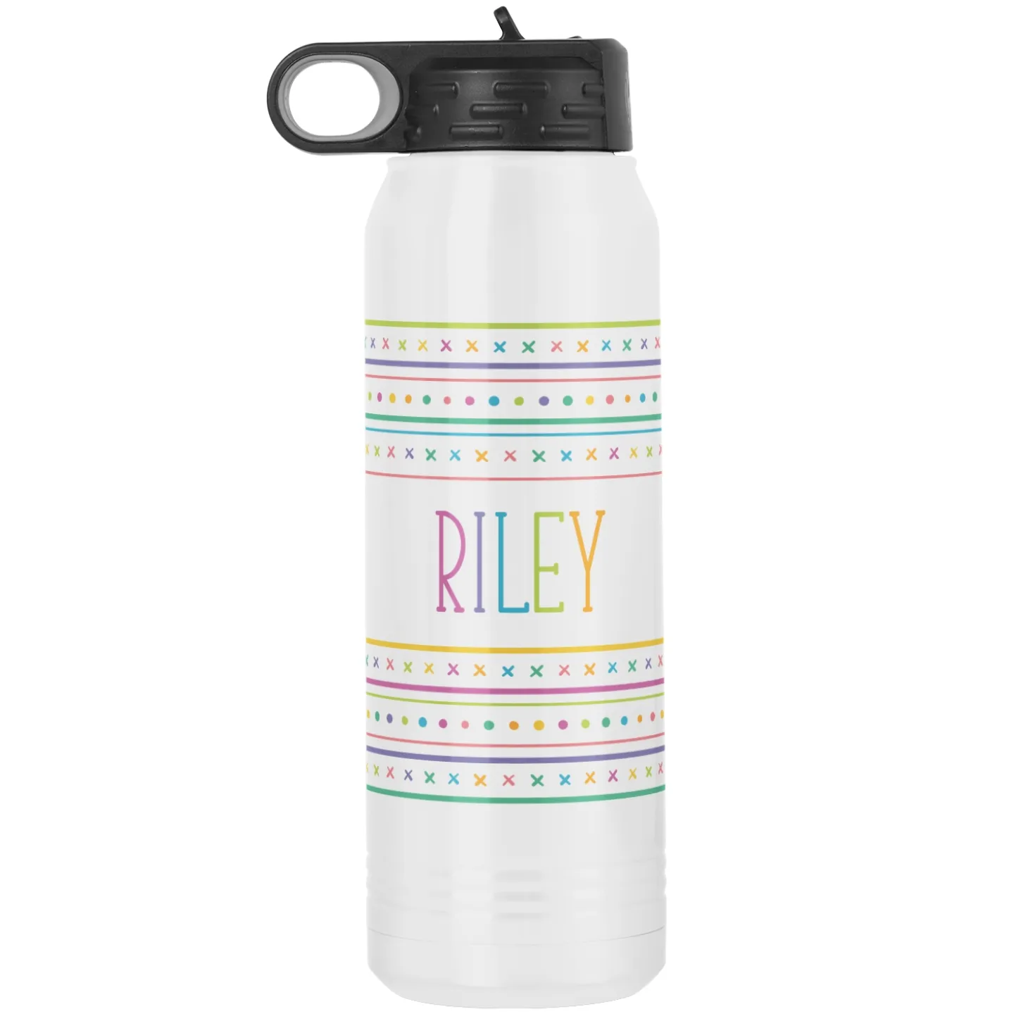 Name In Stripes Stainless Steel Water Bottle