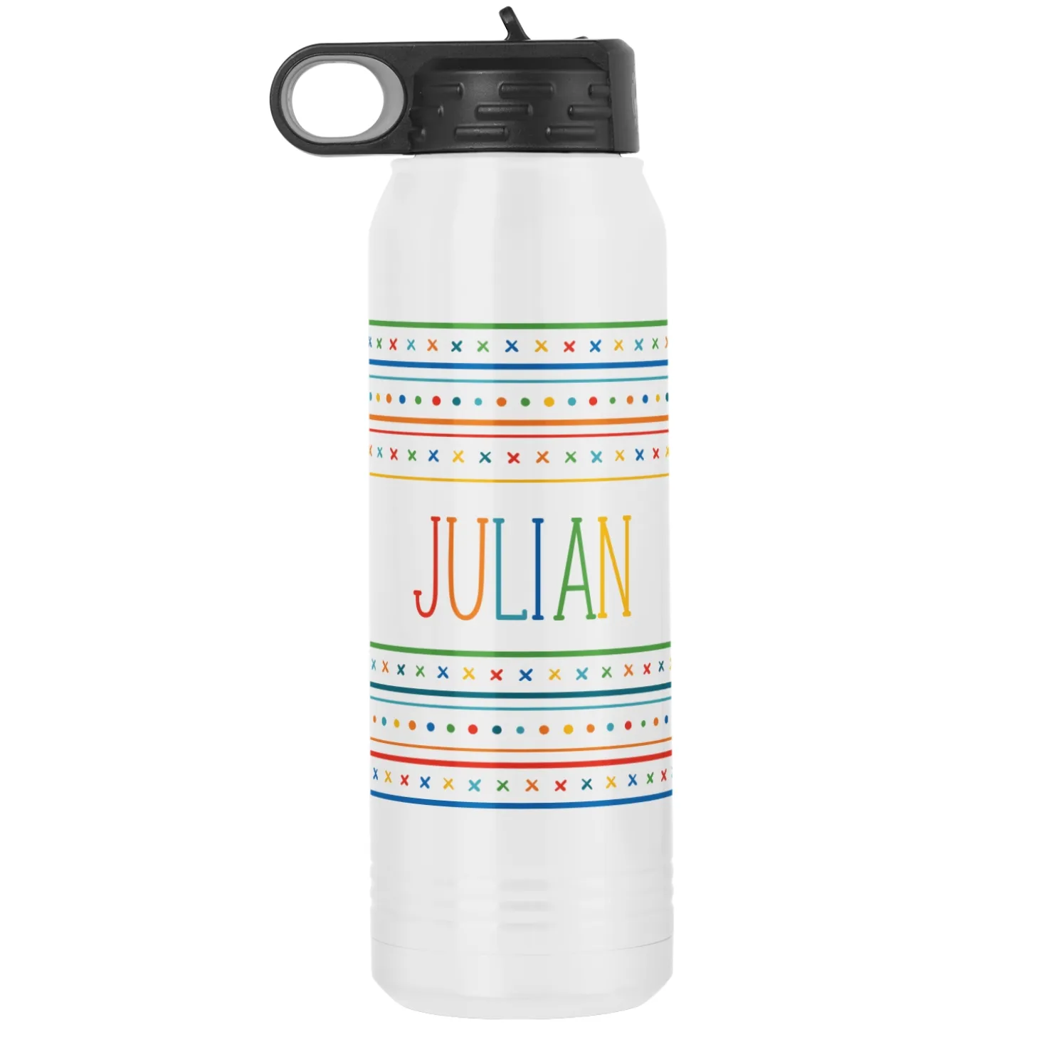 Name In Stripes Stainless Steel Water Bottle