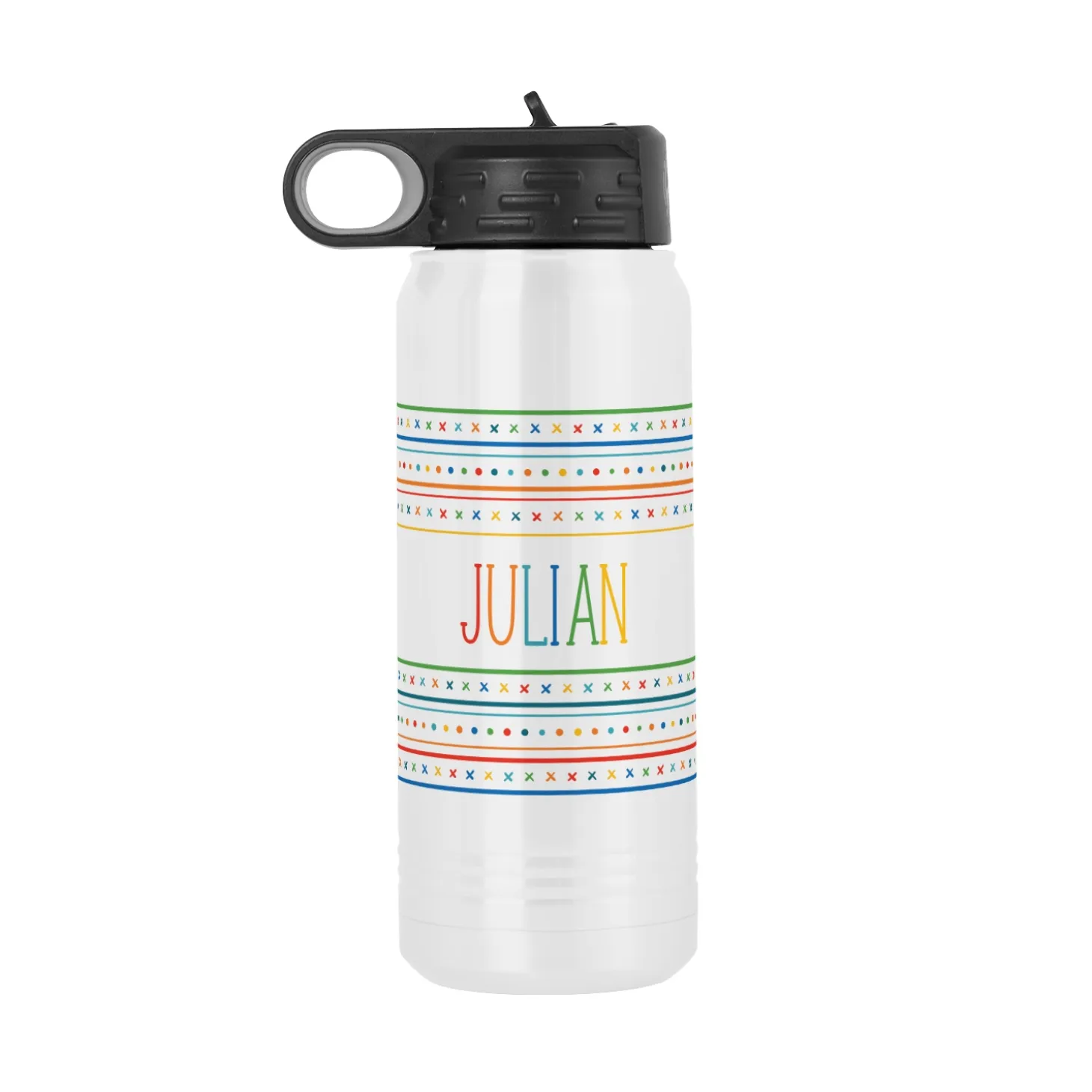 Name In Stripes Stainless Steel Water Bottle