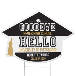 New Beginnings Graduation Cap Yard Sign