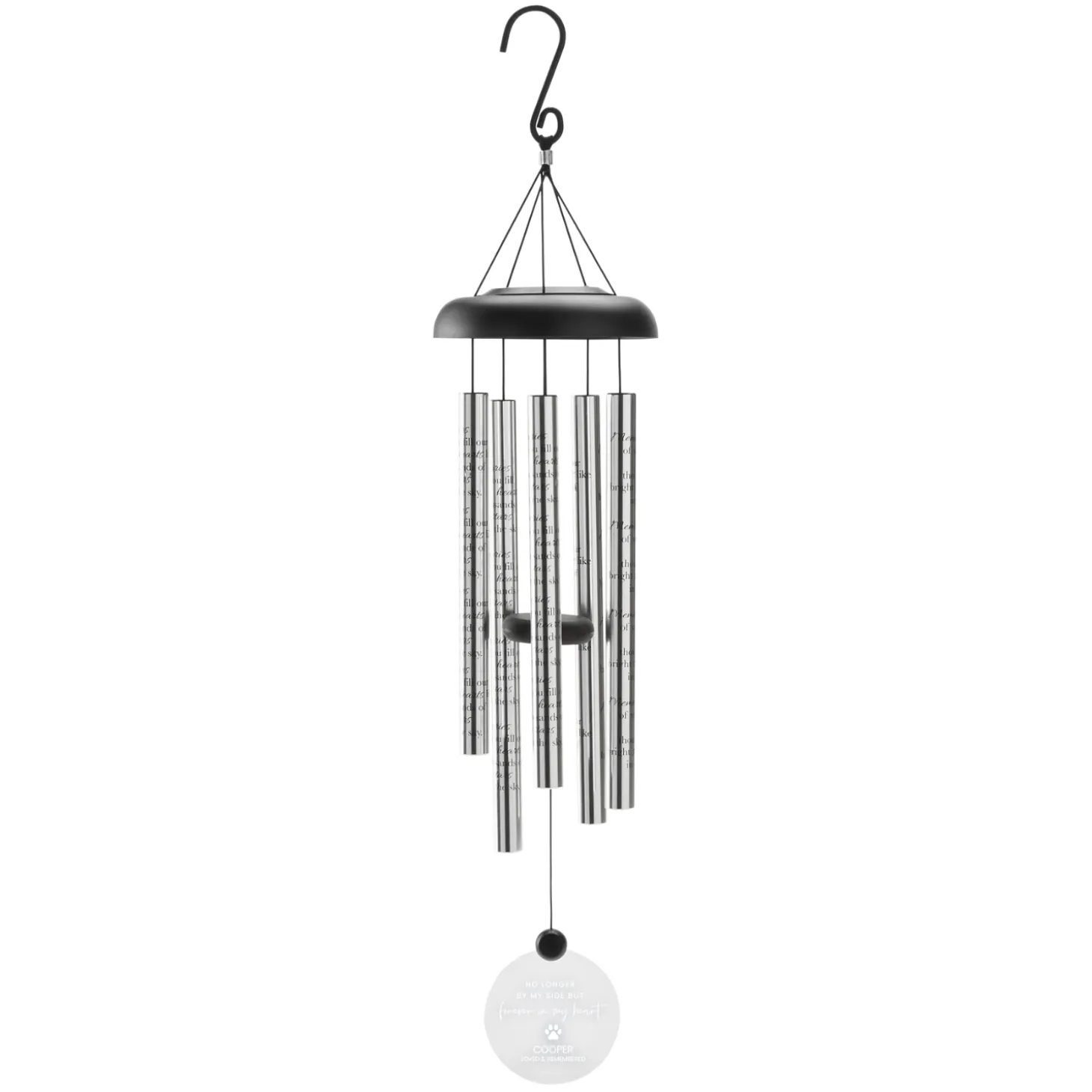 No Longer By My Side Pet Memorial Solar Wind Chime