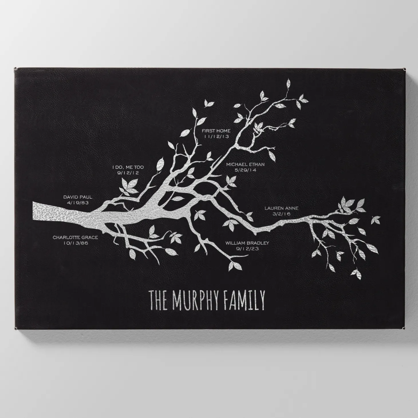 Our Family Milestones Leather Wall Art