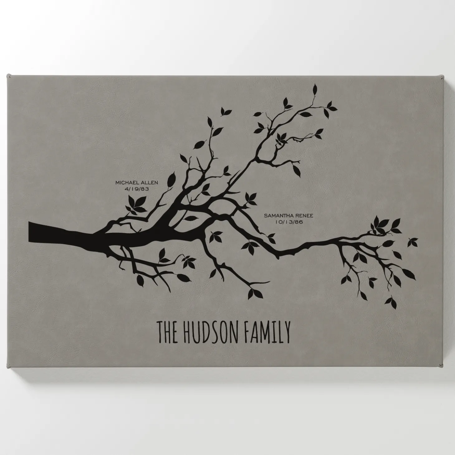Our Family Milestones Leather Wall Art