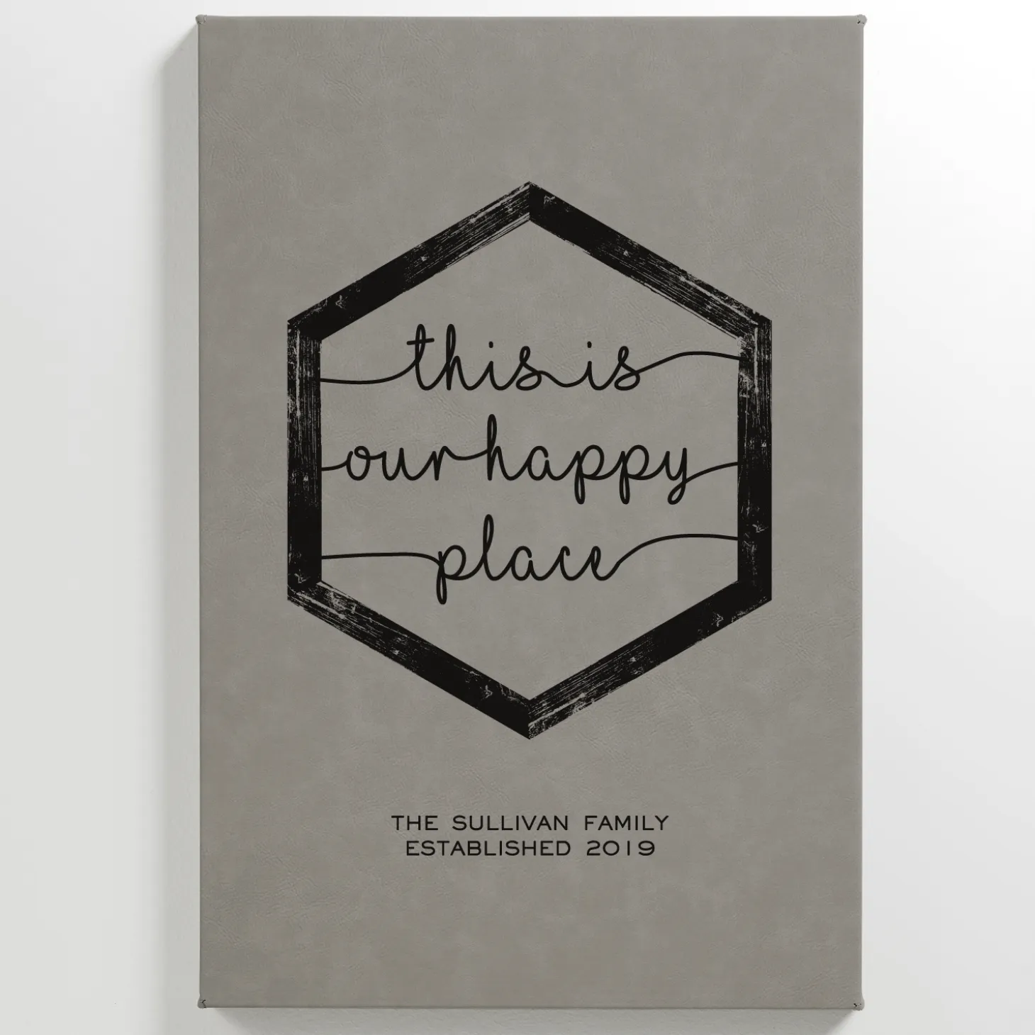 Our Happy Place Leather Wall Art