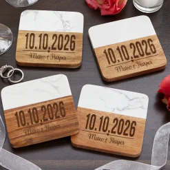 Our Perfect Day Marble Wood Coasters