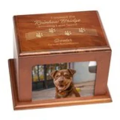 Over the Rainbow Bridge Wood Frame Pet Cremation Urn