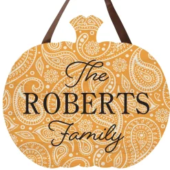 Paisley Pumpkin Wood Hanging Sign