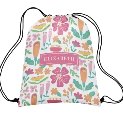 Pastel Bloom Drawstring Bag