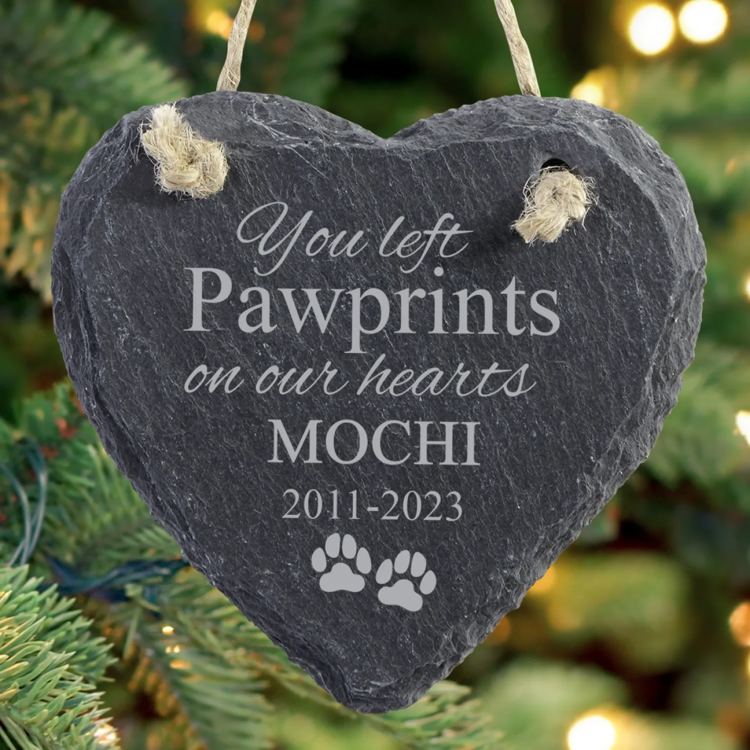Pawprints Heart Slate Ornament