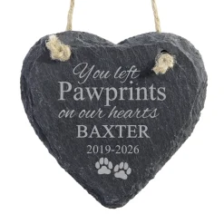 Pawprints Heart Slate Ornament