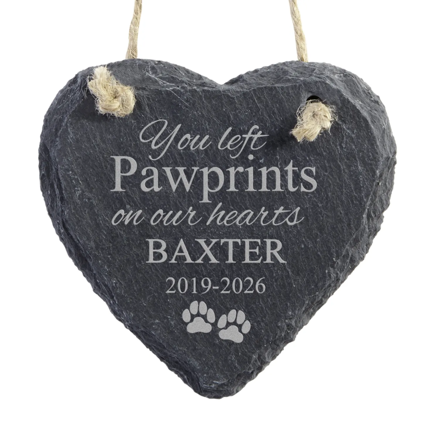 Pawprints Heart Slate Ornament