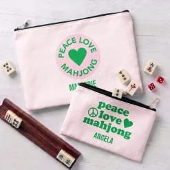 Peace Love Mahjong Zipper Pouch