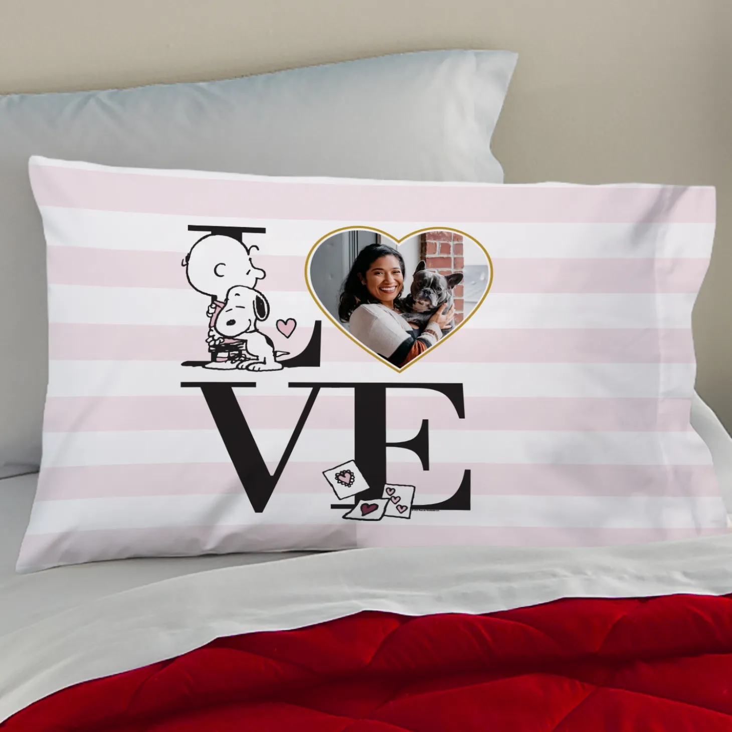 PEANUTS® Love Stripe Photo Pillowcase