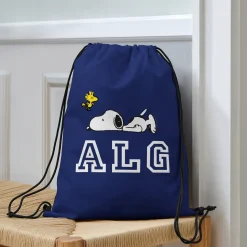 PEANUTS® Snoopy™ & Woodstock Initials Drawstring Bag