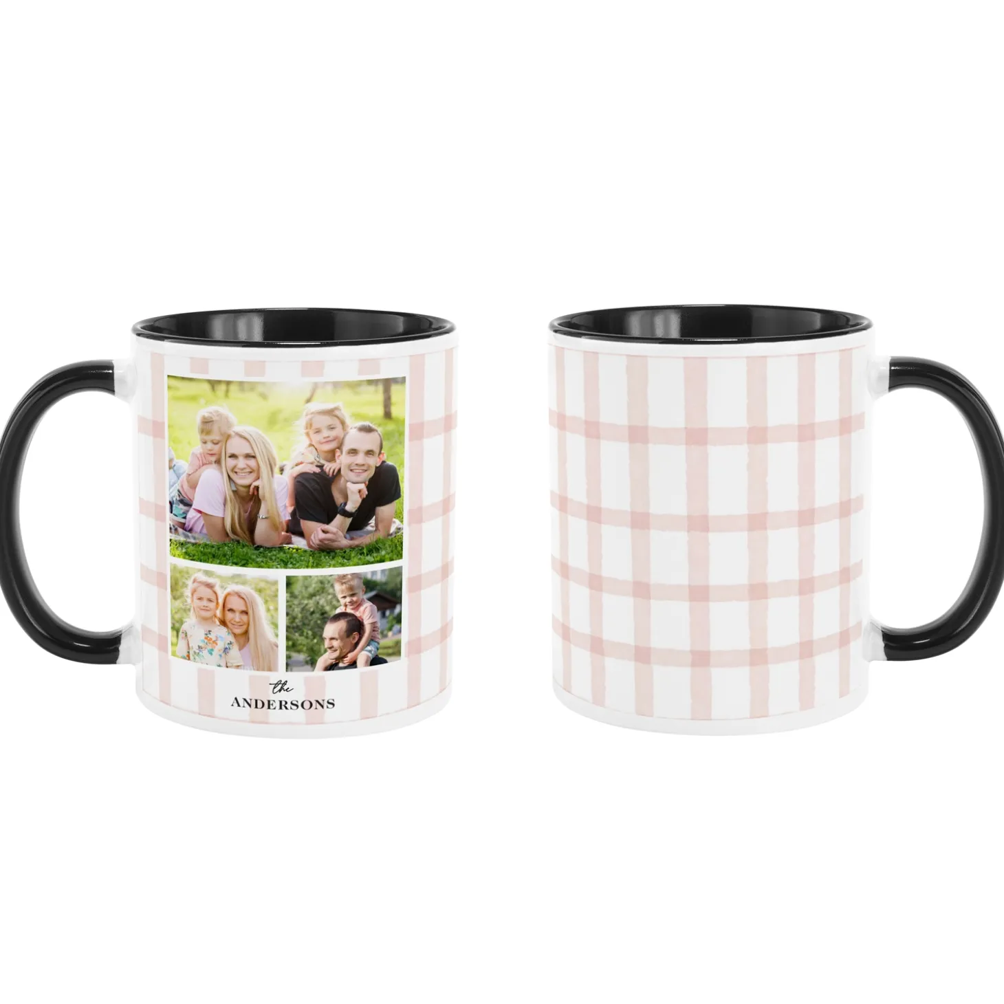 Pink Gingham Photo Collage Mug