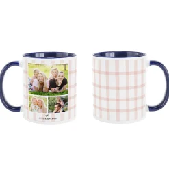 Pink Gingham Photo Collage Mug