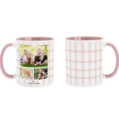 Pink Gingham Photo Collage Mug