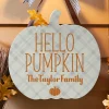 Plaid Pumpkin Hanging Wood Sign