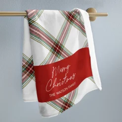 Plaid Stripe Script Kitchen Towel
