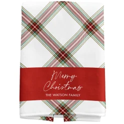 Plaid Stripe Script Kitchen Towel