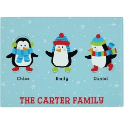 Playful Penguins Glass Cutting Board