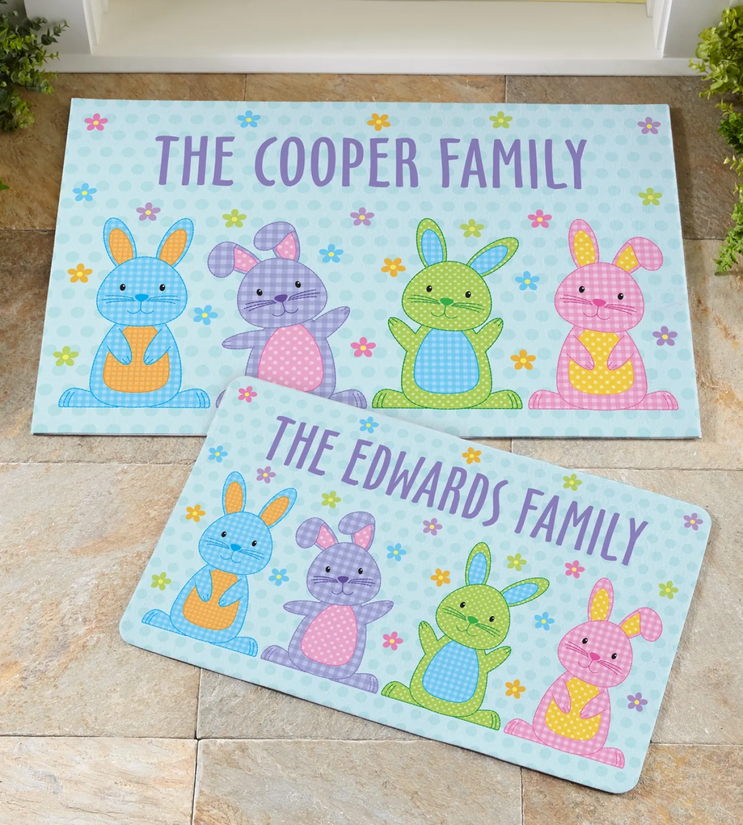 Polka Dot Bunnies Doormat