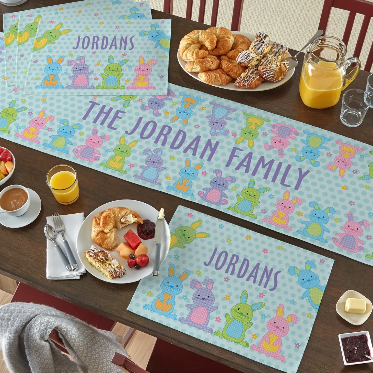 Polka Dot Bunnies Table Runner & Placemats