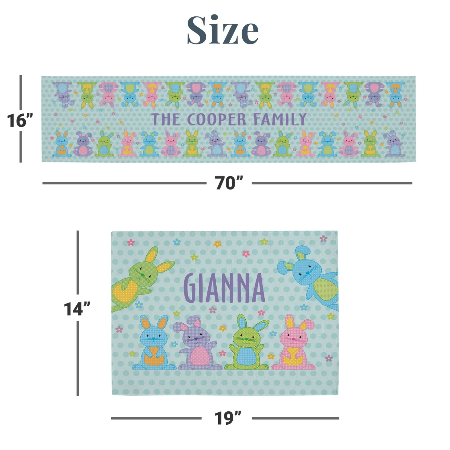 Polka Dot Bunnies Table Runner & Placemats