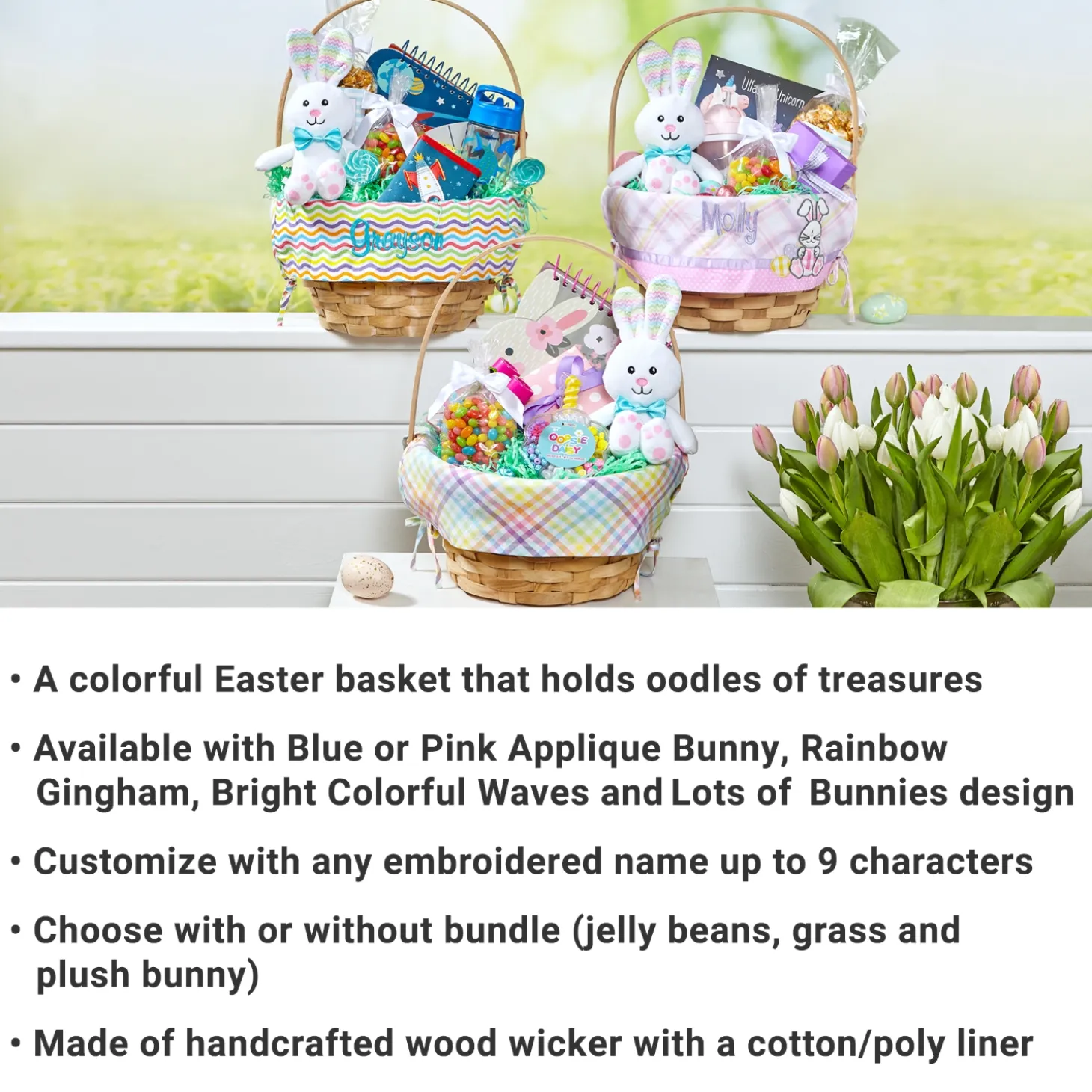 Premium Embroidered 12” Easter Basket