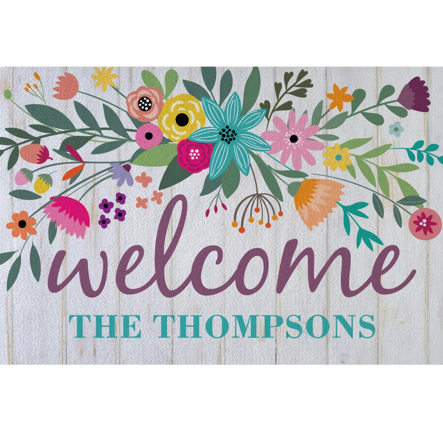 Rainbow Flowers Doormat