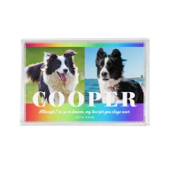 Rainbow Memorial Pet Photo Glass Block