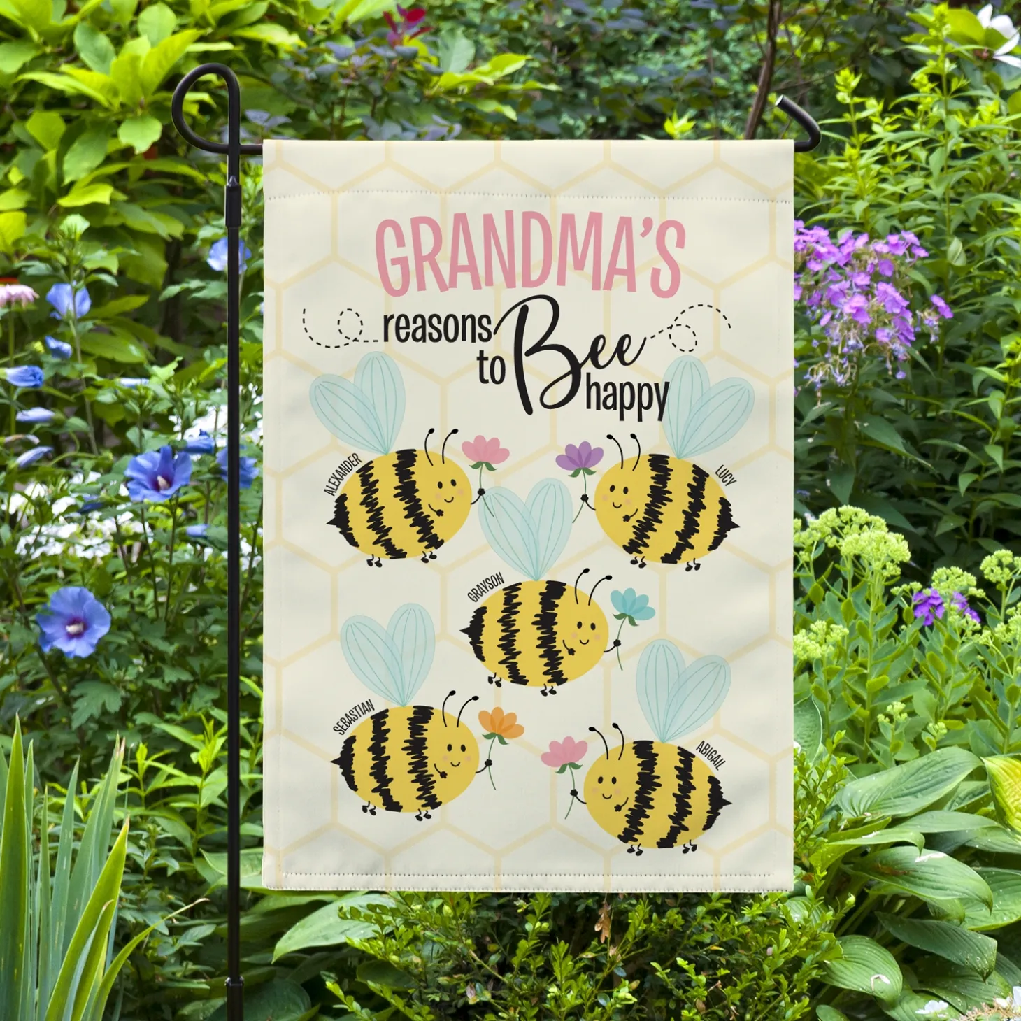 Reasons to Bee Happy Garden Flag