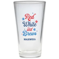 Red, White and Brews Pint Beer Glass