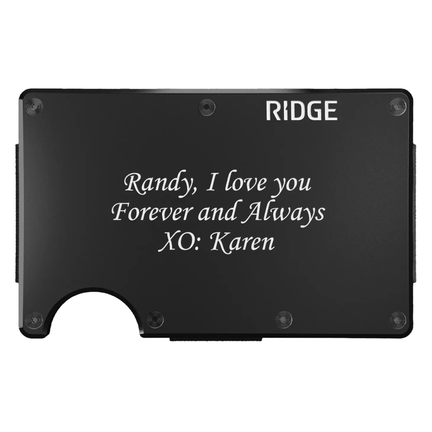 Ridge® Engraved Wallet Script Message