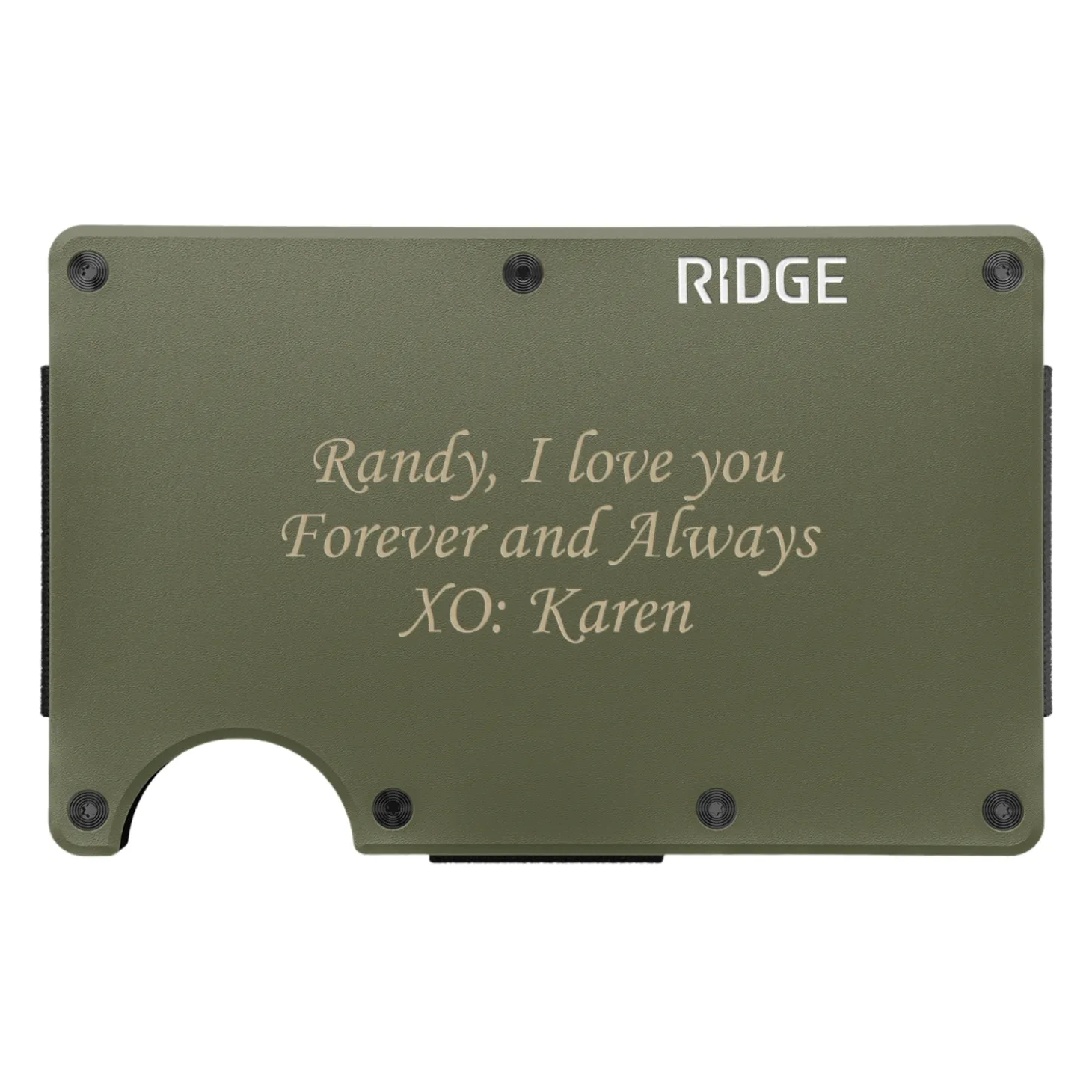 Ridge® Engraved Wallet Script Message