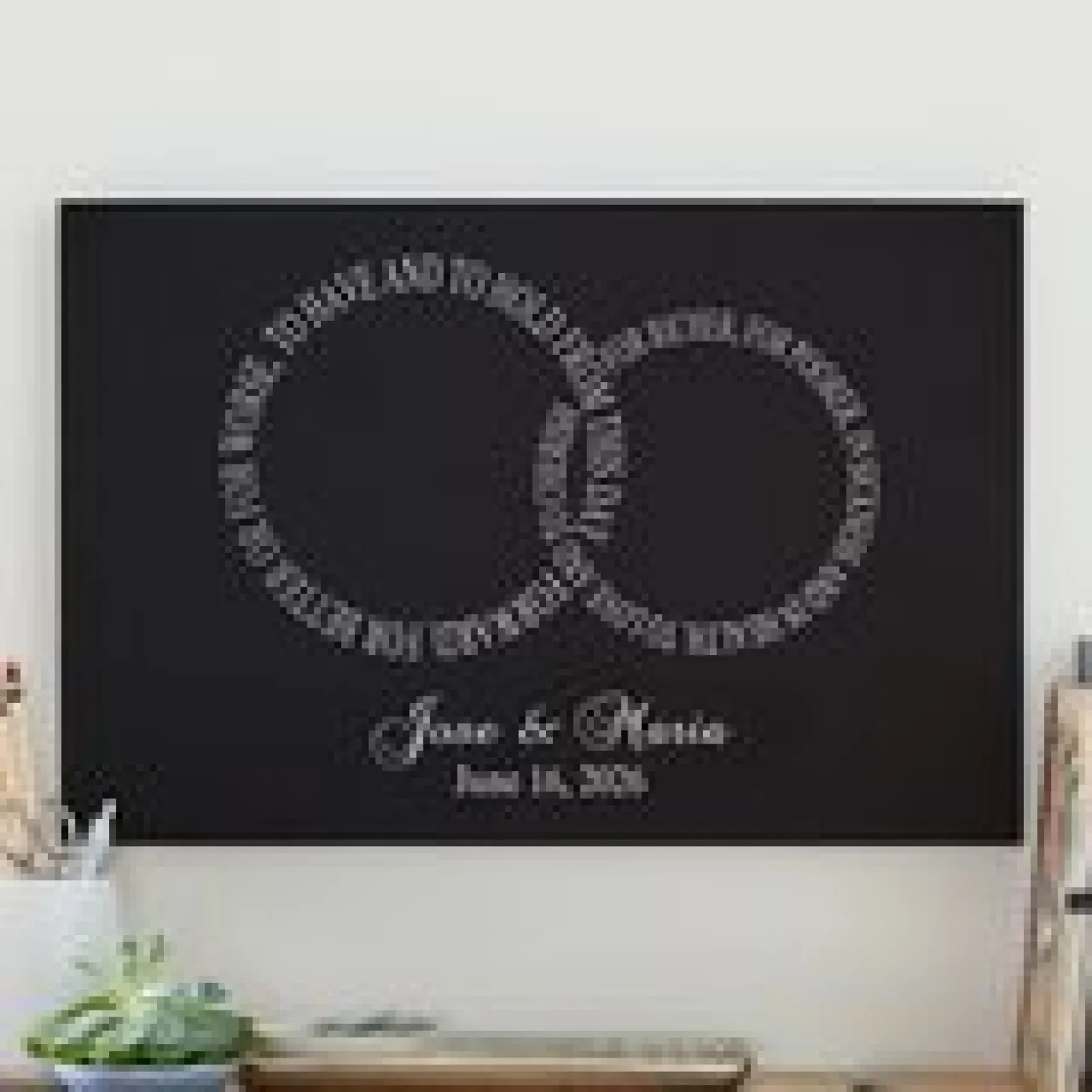 Rings of Love Wedding Leather Wall Art