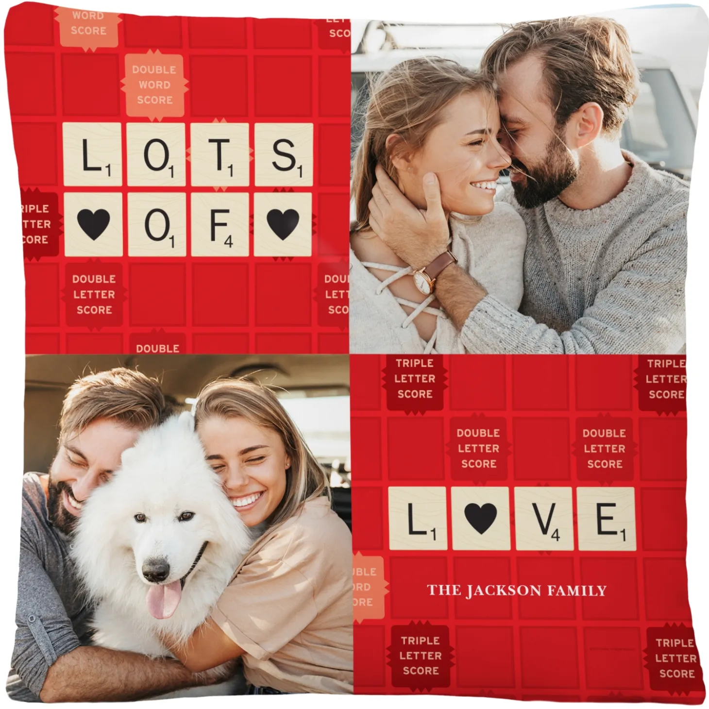 Scrabble® Lots of Love Photo Throw Pillow