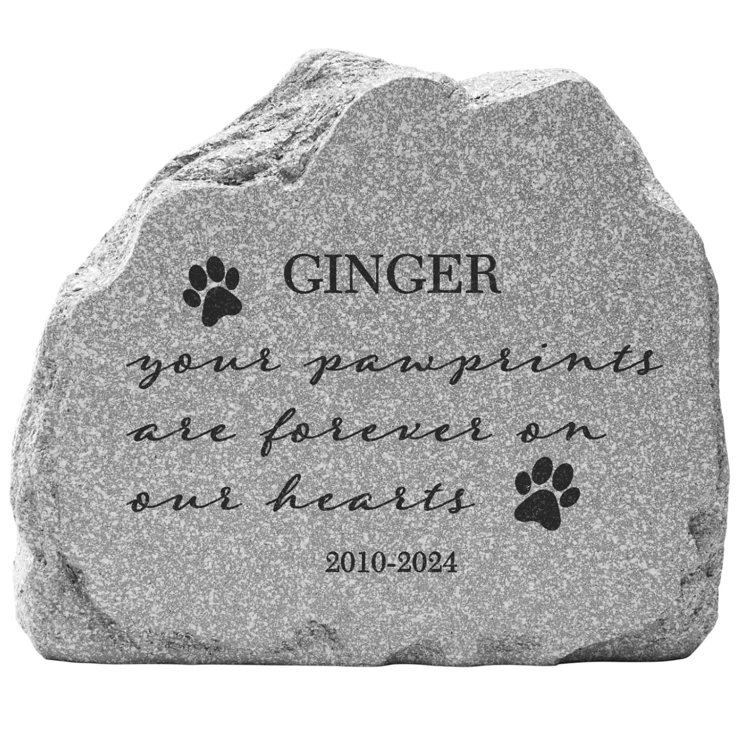Scripted Paw Prints Pet Memorial Standing Garden Stone