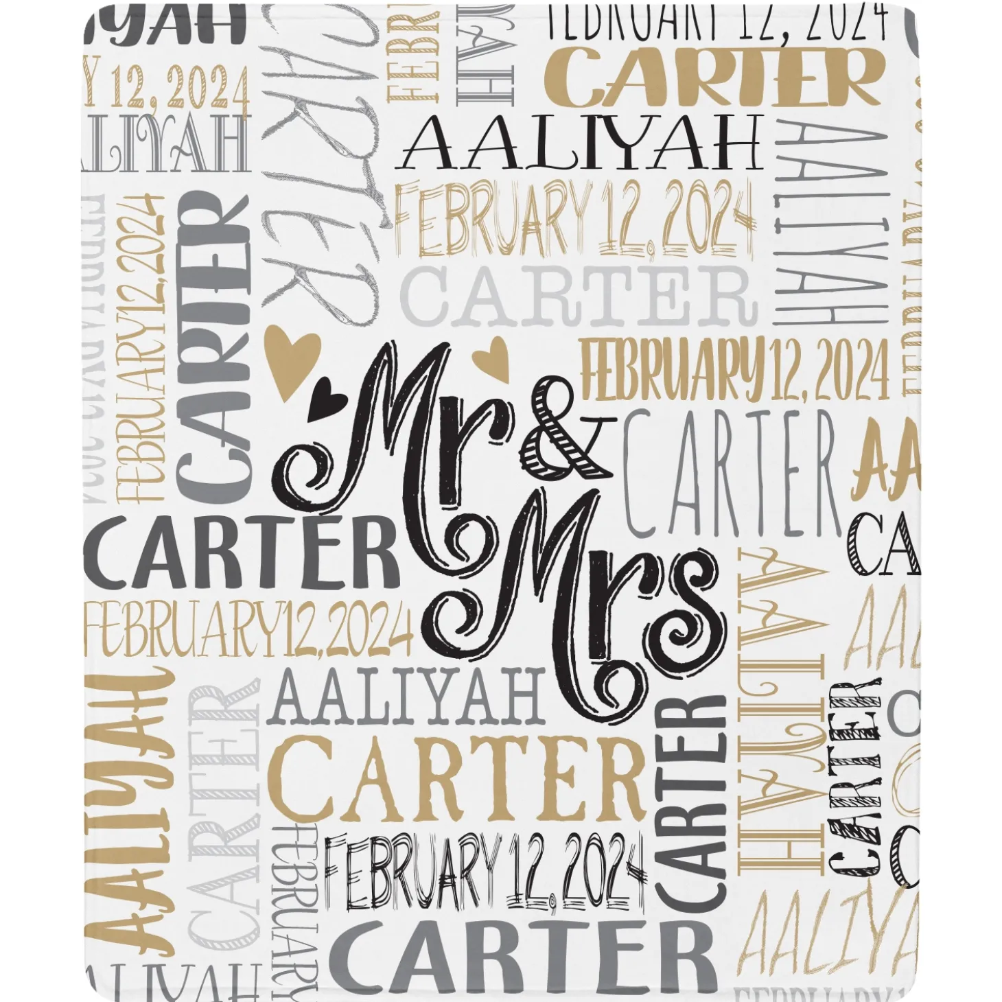 Signature Style Wedding Couple Plush Blanket