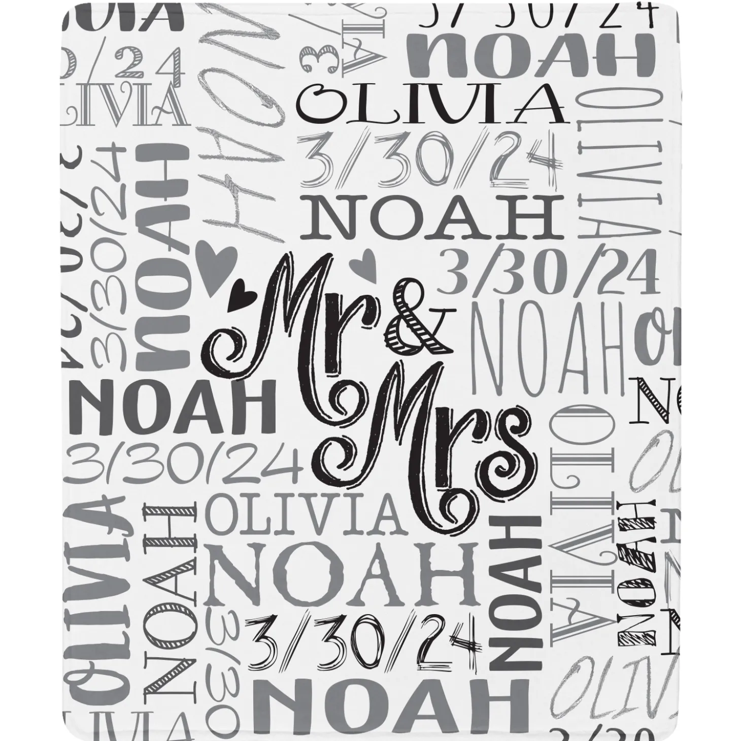 Signature Style Wedding Couple Plush Blanket