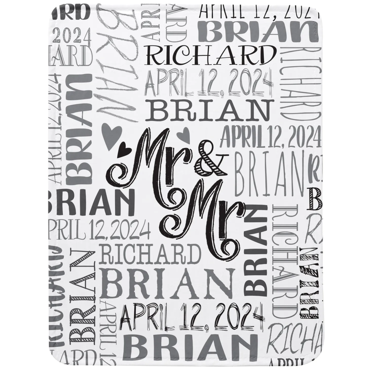 Signature Style Wedding Couple Plush Blanket