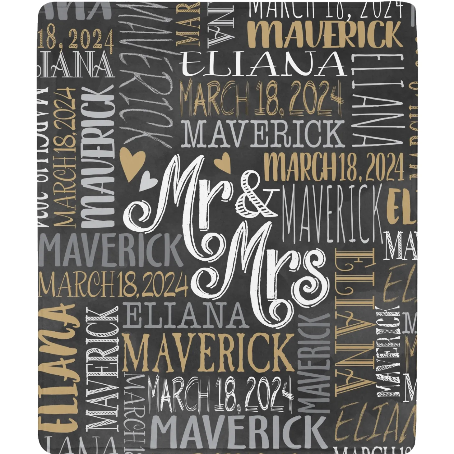 Signature Style Wedding Couple Plush Blanket