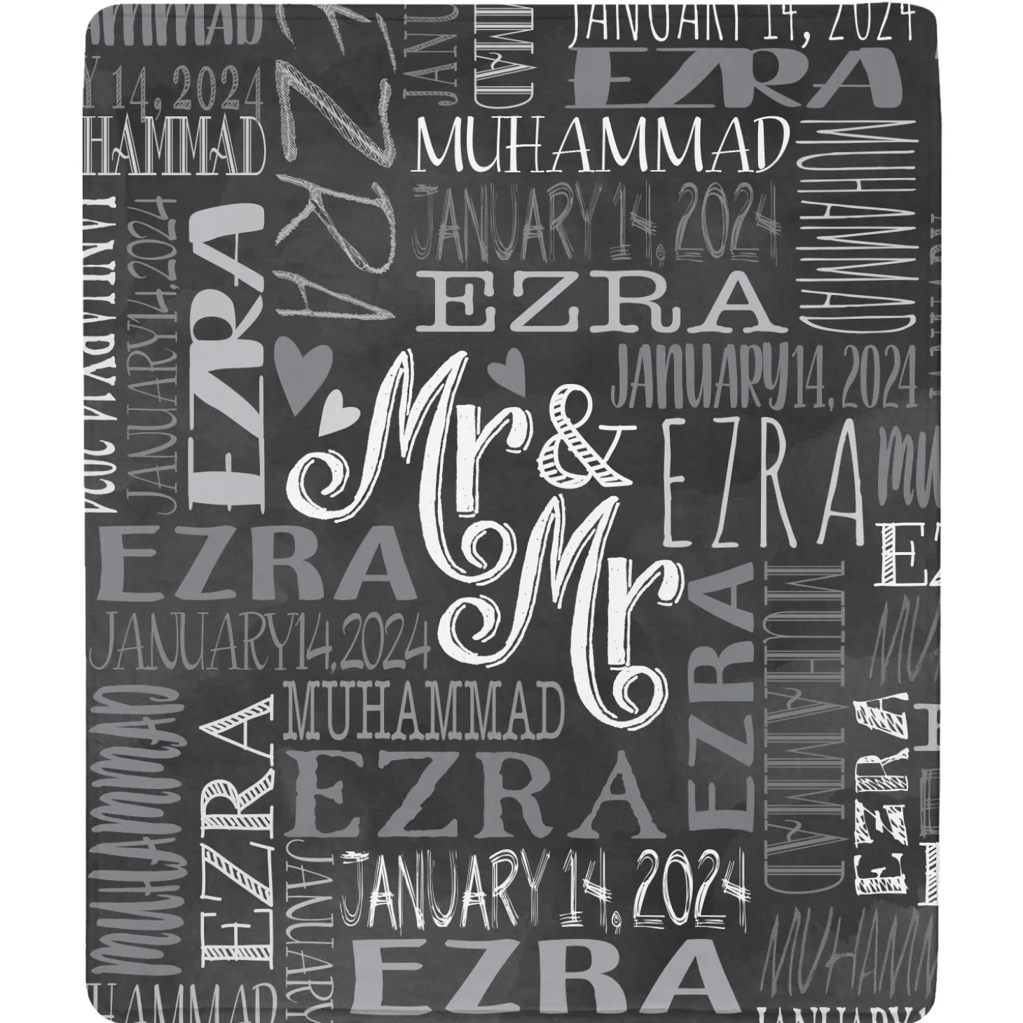 Signature Style Wedding Couple Plush Blanket