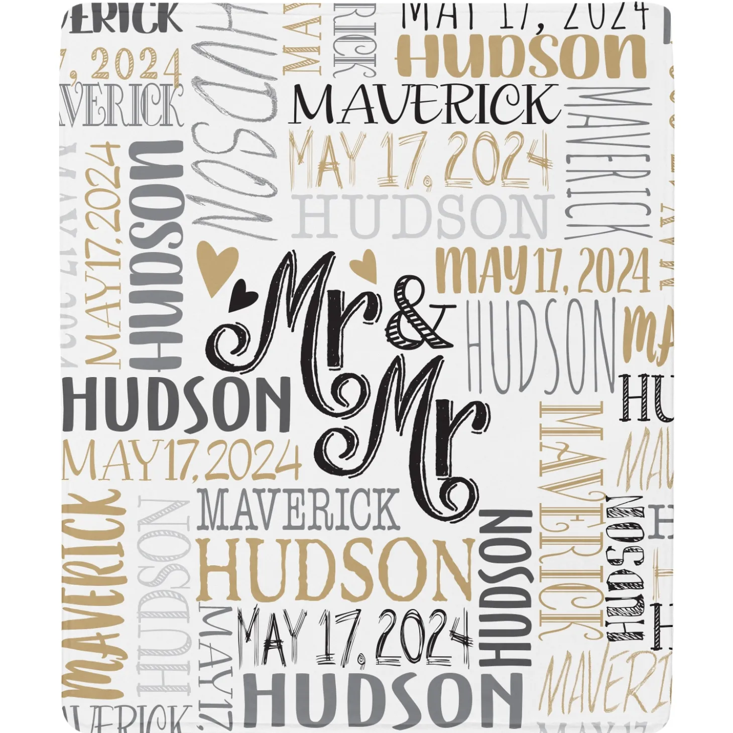 Signature Style Wedding Couple Plush Blanket